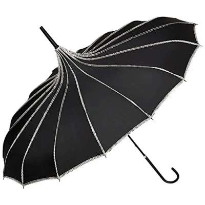 Image of VON LILIENFELD Umbrella Women Bridal Wedding Parasol Pagoda Justine black