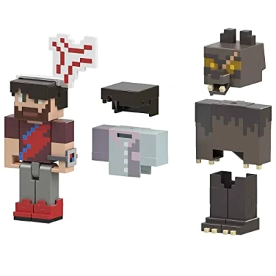 Image of Mattel Minecraft Game, Rougarou and Anger Vein, Creator Series Action Figures Accessories Expansion Pack, 3.25 inch Collectible Gift for Kids, HNW10