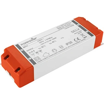 Image of Poppstar 12V Transformer for LED Lights (230V AC to DC 12.5A, 1.5W up 150W LEDs) Driver