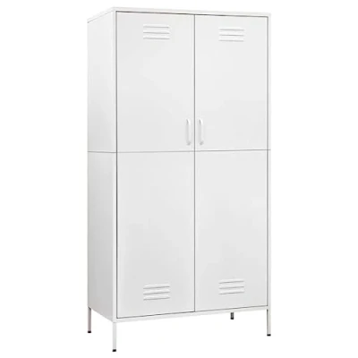 Image of vidaXL Wardrobe Home Bedroom Furniture Modern Design Clothing Storage Cabinet Hanger Organiser Adjustable Shelf Cupboard White Steel