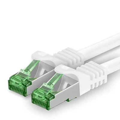 Image of 1aTTack.de Cat.7 ethernet cable 10m white 1 piece Cat7 lan network 10GBASE T 10000 Mbps (Sftp Pimf) double shielded patchcable RJ45 plug Cat.6a