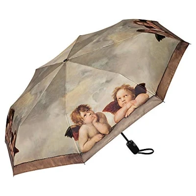 Image of VON LILIENFELD® Folding Pocket Umbrella Automatic Lightweight auto open Telescopic Women Men Children Art Raffael Angels