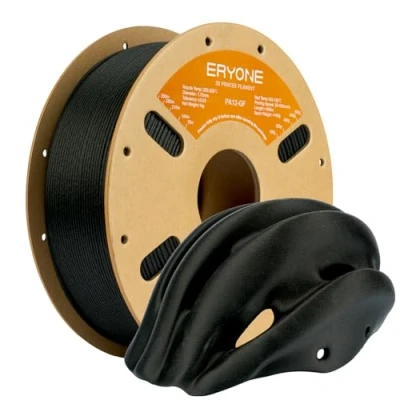 Image of ERYONE Glass Fiber Filament 1.75mm +/ 0.03mm, 3D Printing Filament, Fit Most FDM Printer, Nylon PA12 GF Black, 1000g Spool