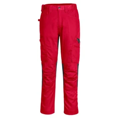 Image of Portwest CD881 Men&#039;s WX2 Work Trousers Slim Fit Eco Stretch Trade with Cargo and Knee Pad Pockets Deep Red, 28