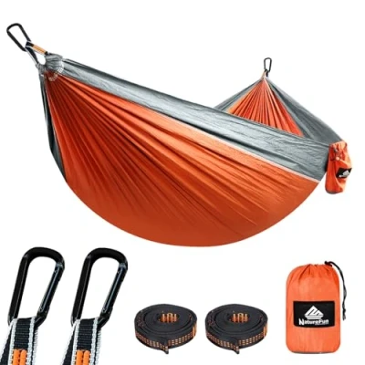 Image of NATUREFUN Ultra Light Travel Camping Hammock 300kg Load Capacity,Breathable,Quick drying Portable 2 x Premium Carabiners,2 Nylon Slings Included Outdoor Indoor Garden