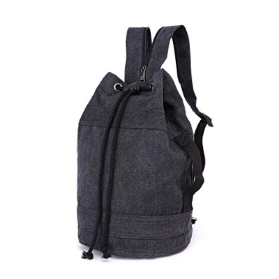 Image of LOSMILE Canvas Travel Duffles,Holdall Bags Overnight Weekend Carry On Shoulder Tote Bag Rucksack Luggage.（M BLACK）