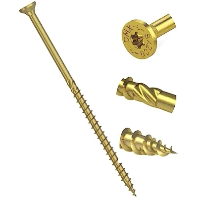 Image of (8mm x 240mm) Yellow Hardened Countersunk Torx Wood Timber Construction Screw with Flat Head High Performacne Carpenter Screws (Pack of 10)