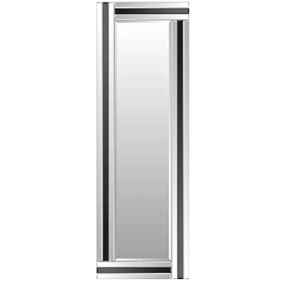 Image of Barcelona Trading Fiona Silver &amp; Black Glass Framed Full Length Bevelled Wall Mirror 48&quot;x16&quot; Large