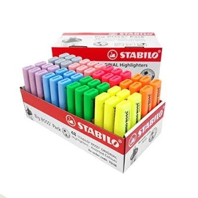Image of STABILO Highlighter BOSS ORIGINAL Pack of 48 4 x Fluorescent Colours + Pastel