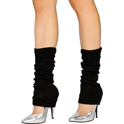 Image of The Fancy Dress Angies Fashion Luxurious Ladies 80&#039;s Dance Plain Ribbed Leg warmers Neon in Hot Pink 12 Colours (Black)