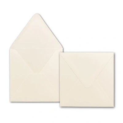 Image of &quot;NEUSER PAPIER&quot; 25 square envelopes in cream 14.5 x cm wet glue with pointed flap 120 grams/m² Brand: NEUSER PAPIER