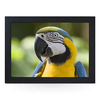 Image of Portable Lap Desk Tray (Parrot) Handmade Wooden Frame, Beanbag Cushioned Bottom Computers, Laptops, Meals, Food L0126 Black