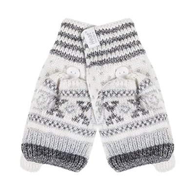 Image of HEAT HOLDERS Ladies Warm Fairisle Patterned Thermal Fingerless Winter Mittens Converter Gloves (One Size, Cream (Stockholm))
