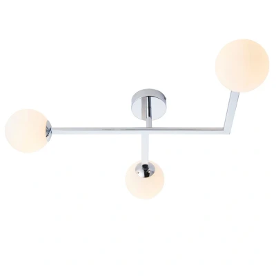Image of Riomaggiore Bathroom 3 Light Ceiling Semi Flush Chrome Plate &amp; Matt Opal Glass IP44