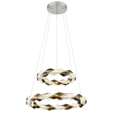 Image of Karilion Twin Ring Pendant Ceiling Light Chrome 2x LED 4000K