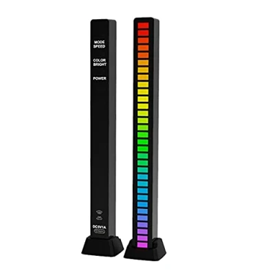 Image of Junerain USB/Recharable Battery APP Sound Control Lit, RGB Colorful Tube 32 LED Voice tivated Piup Rhythm Strip Music Atmosphere Aient Lamp Bar for Car Party Computer