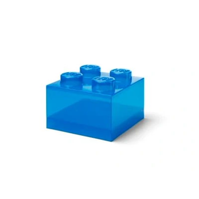 Image of Room Copenhagen LEGO Storage Brick 4 Knobs Translucent Blue Stackable Plastic Box with Lid for Kids and Adults Desk Organizer Toy