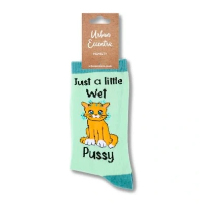 Image of Urban Eccentric Unisex Just A Little Wet Pussy Socks Gift 1 Pair Cotton Rich Premium Novelty Gifts