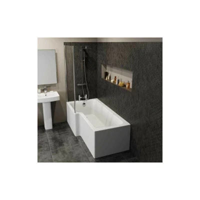Image of Ceramica L Shaped Shower Bath Bundle 1600mm Left Hand Inc. Screen &amp; Front And End Panel