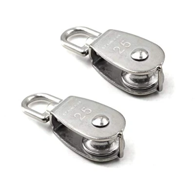 Image of M25 Wire Rope Single Pulley Block 304 Stainless Steel Roller Bearing Pack Of 2 Loading:150KG