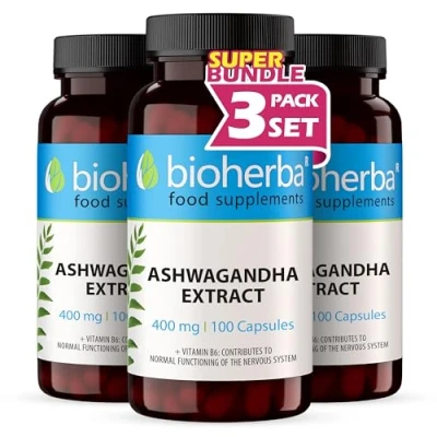 Image of 300 Ashwagandha high Strength Cortisol Reducing Supplements Capsules Extract 400mg per Capsule and 1600 Daily dose. Blocker by BIOHERBA
