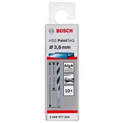 Image of Bosch Professional 10 Piece PointTeQ HSS Twist Drill Bit (for Metal, 3.6 x 39 70 mm, Driver Accessories)