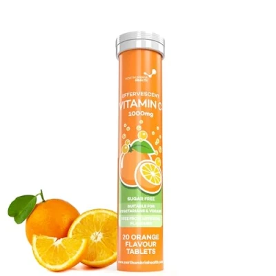 Image of Effervescent Vitamin C Tablets, 20 Orange Flavoured High Strength, Immune Support, Essential for Normal Collagen Formation, Vegan, Made by Northumbria Health