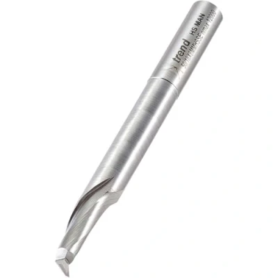 Image of Trend Professional Single Flute Helical Plunge Router Cutter Bit with Narrow Extended Neck, 8mm Shank, Cut Diameter &amp; 14mm Length, High Speed Steel, 50/18X8MMHSSE