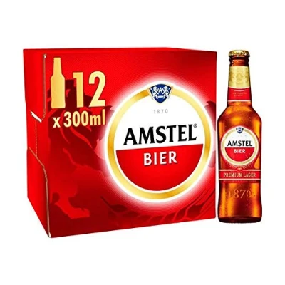 Image of Amstel Bier Beer 300ml Glass Bottles (Pack of 12) 4.1% ABV