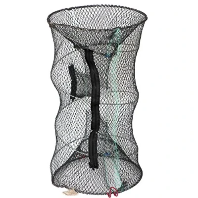 Image of Yaheetech Collapsible Mesh Crayfish Trap Lobster Shimp Fish Eel Basket Net Fishing Pot Cage Black