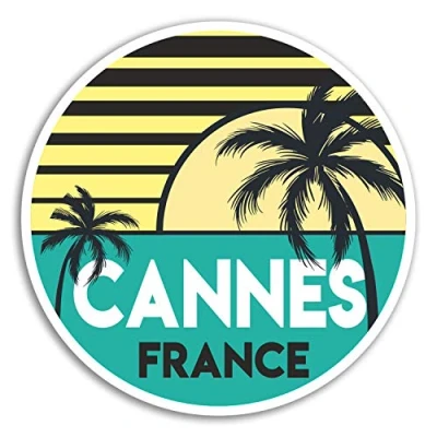 Image of 2 x 10cm Cannes France Vinyl Stickers Fun Travel Sticker Laptop Luggage #18035 (10cm Wide)