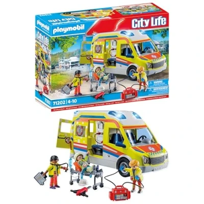 Image of Playmobil 71202 City Life Ambulance with Lights and Sound, toy playset suitable for ages 4+
