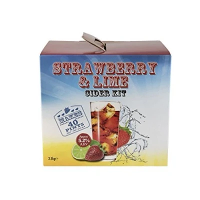 Image of Strawberry and Lime Premium 3.5Kg Cider Kit Makes 40 Pints (23 Litres) Homebrew Home Brew by Youngs