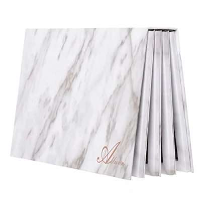 Image of Allwon 4 Layer Book Shaped Marble Magnetic Palette Large Empty Makeup Storage Box for Eyeshadow Lipstick Blush Powder (White)