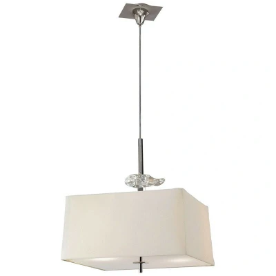 Image of Akira Square Pendant 4 Light E27, Polished Chrome With Cream Shade
