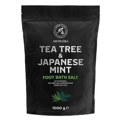 Image of Foot Bath Salt with Tea Tree and Japanese Mint Essential Oils 1kg /1000g Natural Sea &amp; Nail Soak Pedicure Care Odor Aromatherapy Salts