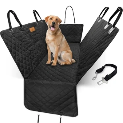 Image of AMZPET 3 in 1 Dog Car Seat Cover Hammock for Back Boot Liners Dogs Waterproof Heavy Duty Scratch Proof &amp; NonSlip Universal (56x45x137x48 cm)