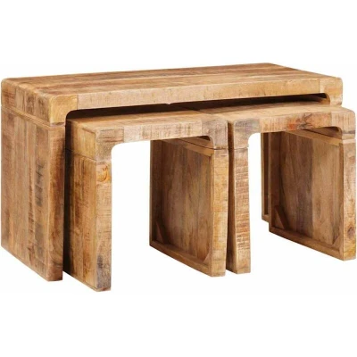 Image of vidaXL End Tables 3 pcs Brown Solid mango wood