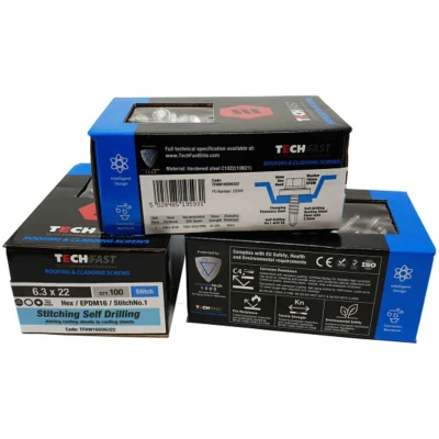 Image of TechFast Stitching Sheet to Roofing Screws 6.3 x 22mm Elementech Box 100