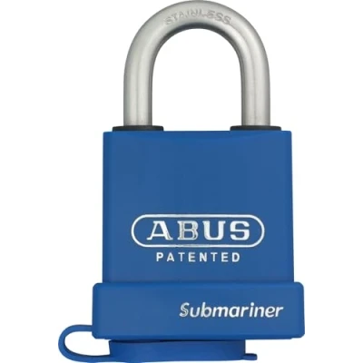 Image of ABUS Submariner 83WPIB/53 Padlock Weatherproof with Stainless Steel Shackle Plastic Coating Security Level 8 Blue