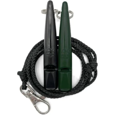 Image of ACME Dog Whistle No. 211.5 with Band Double Pack 2 Whistles Including Bands Ideal for Recall Loud and Far reaching (Black + Forest Green)