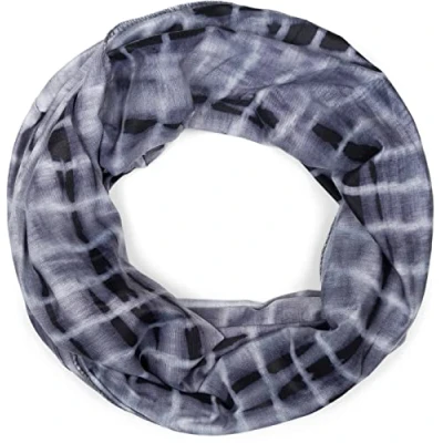 Image of styleBREAKER Unisex Loop Scarf with Batik Stripe Pattern Print, Lightweight Tubular Gradient, Shawl 01016213, Colour:Black Grey