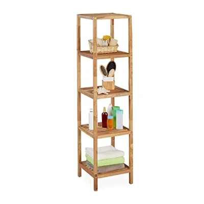 Image of Relaxdays Bathroom Shelf, Walnut, Natural, 145 x 36 cm