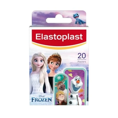 Image of Elastoplast Disney Frozen Plasters, Assorted Sizes (20 Pieces), Coloured First Aid Plasters for Children, Kid’s Everyday with Designs, Various Sized, Skin Friendly