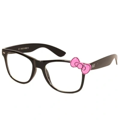 Image of KITTY eyeglasses BLACK/Hot Pink, Clear Lenses