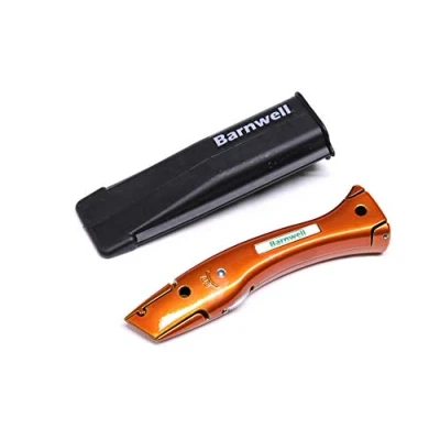 Image of Barnwell Candy Orange Dolphin Delphin Carpet Fitters Work Trimming Fixed Knife and Holster NO Blades