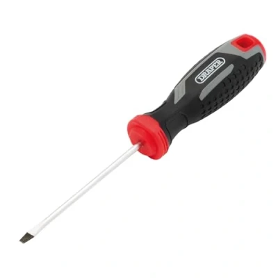 Image of Draper Slotted Soft Grip Screwdriver, SL3 x 75mm 13385 Magnetic Tip, CRV Blade