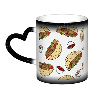 Image of YINGD Heat Changing Sensitive Mug, Falafel Pita 11 Oz Coffee Cup Magic Color Change Ceramic Tea