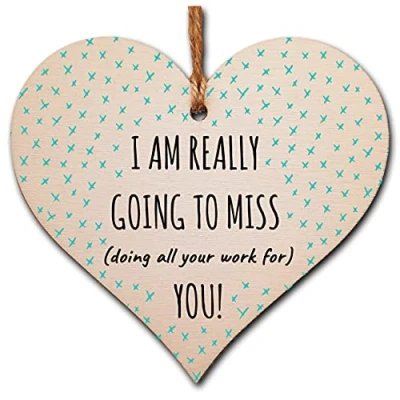 Image of The Plum Penguin Handmade Wooden Hanging Heart Plaque Gift Gonna Miss You Funny Leaving Card Alternative Friend Colleague Present