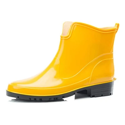 Image of Ladeheid Women&#039;s Ankle Rubber Wellington Boots LA 930 (Yellow, 7.5 UK)